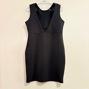 Kersh Black Tailored Sheath Mini Cocktail Dress Mesh Racer Back LBD
